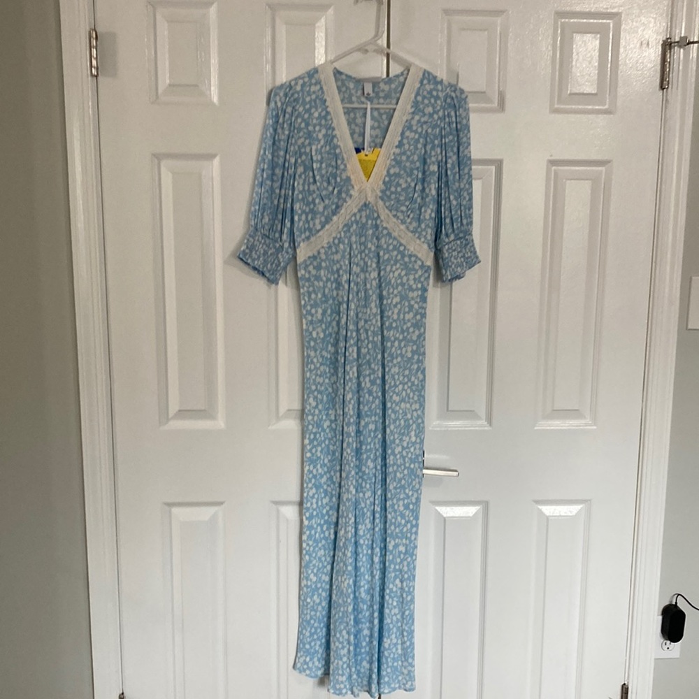 RIXO x Target pale blue floral maxi dress